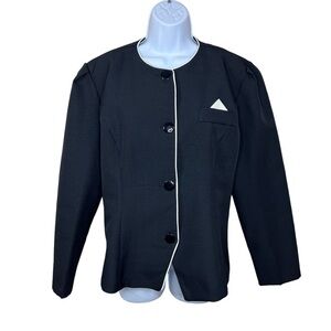Vintage Bonfire Black White Blazer Jacket Long Sleeve Classic Retro Preppy